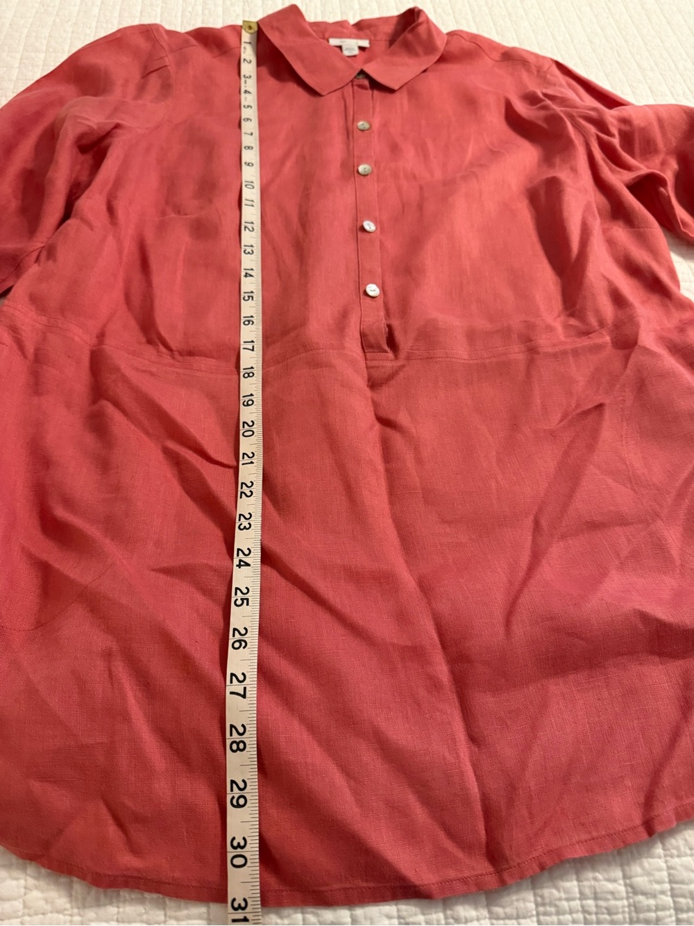 J. Jill Coral Mother of Pearl Button-Front Tunic Shirt - Picture 8 of 8